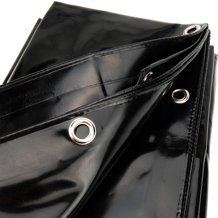 Abdeckplanemarkt 1.5x6 PVC Abdeckplane schwarz 650 g/m2