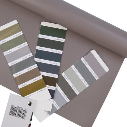 Abdeckplanemarkt 250 cm PVC Plane 650 g/m2 grau matt – Meterware