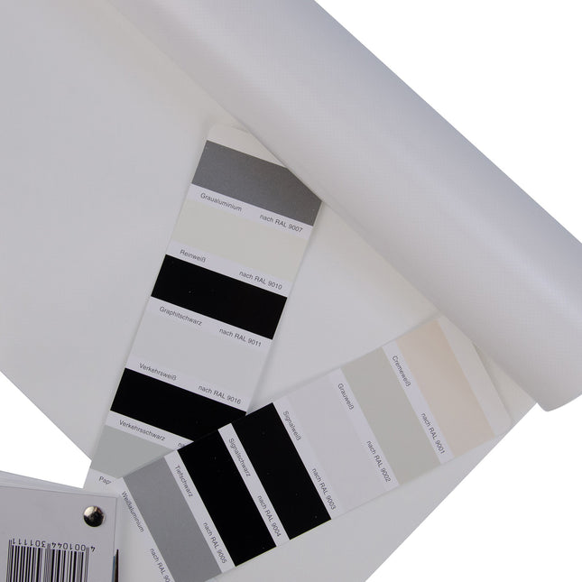 Abdeckplanemarkt 250 cm PVC Plane 680 g/m2 weiß RAL 9003 – Meterware, schwer entflammbar