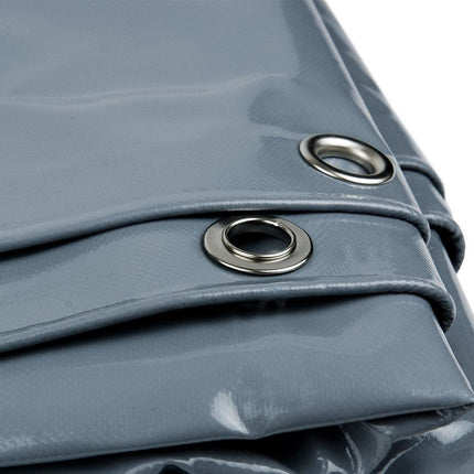 abdeckplanemarkt 3 × 6m PVC Abdeckplane mit Metall Ösen grau 650 g/m2