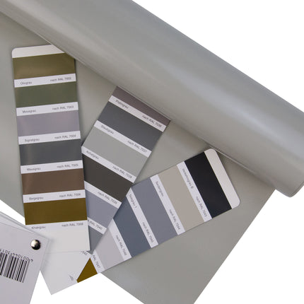 Abdeckplanemarkt 300 cm PVC Plane 680 g/m2 grau – Meterware, schwer entflammbar