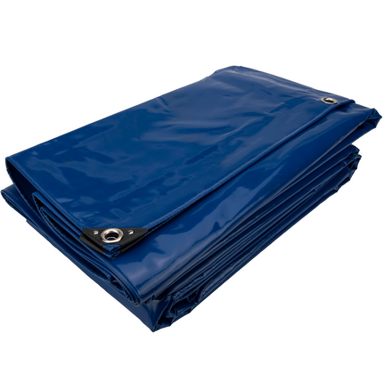 Abdeckplanemarkt 4 × 6m PVC Abdeckplane mit Metall Ösen blau 650 g/m2