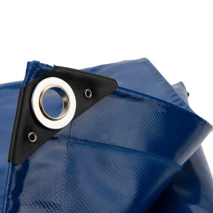 Abdeckplanemarkt 4 × 6m PVC Abdeckplane mit Metall Ösen blau 650 g/m2