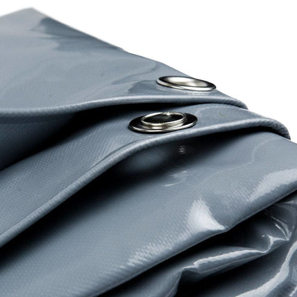 abdeckplanemarkt 4 × 8m PVC Abdeckplane mit Metall Ösen grau 650 g/m2