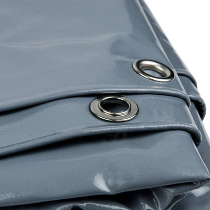 abdeckplanemarkt 5 × 6m PVC Abdeckplane mit Metall Ösen grau 650 g/m2